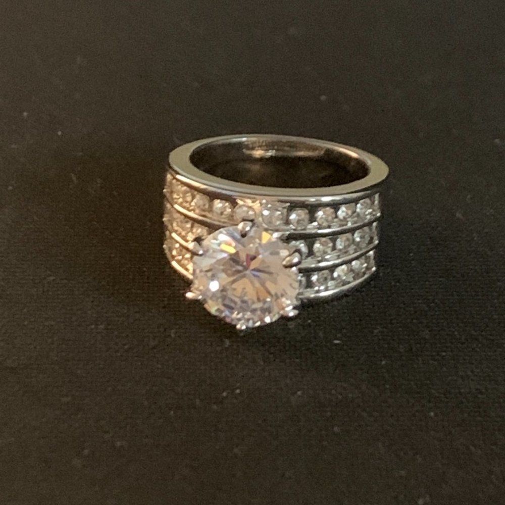 Charter Club Crystal Triple-Row Ring in Fine Silver Plate, Shop High-Quality Mer - Picture 5 of 5